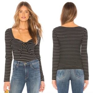 MINKPINK x REVOLVE Morgan Black and White Stripe Ribbed Top Size Medium